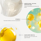 Illustration of skincare ingredients with labels on a white background