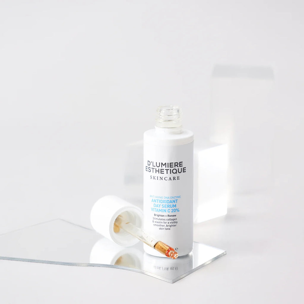 Skincare product with dropper on a white background