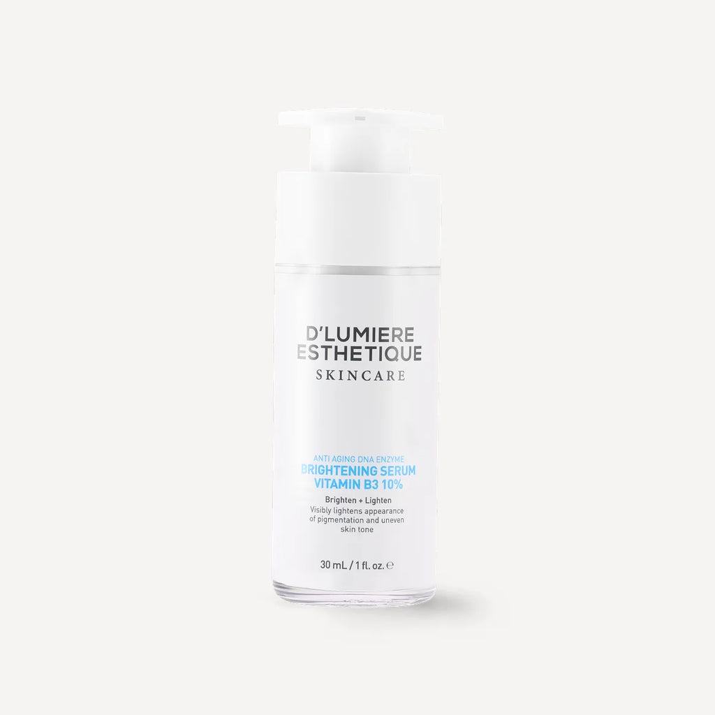 Skincare serum bottle labeled 'D'Lumiere Esthetique' on a white background