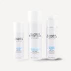 Three skincare bottles from D'lumiere Esthetique on a white background