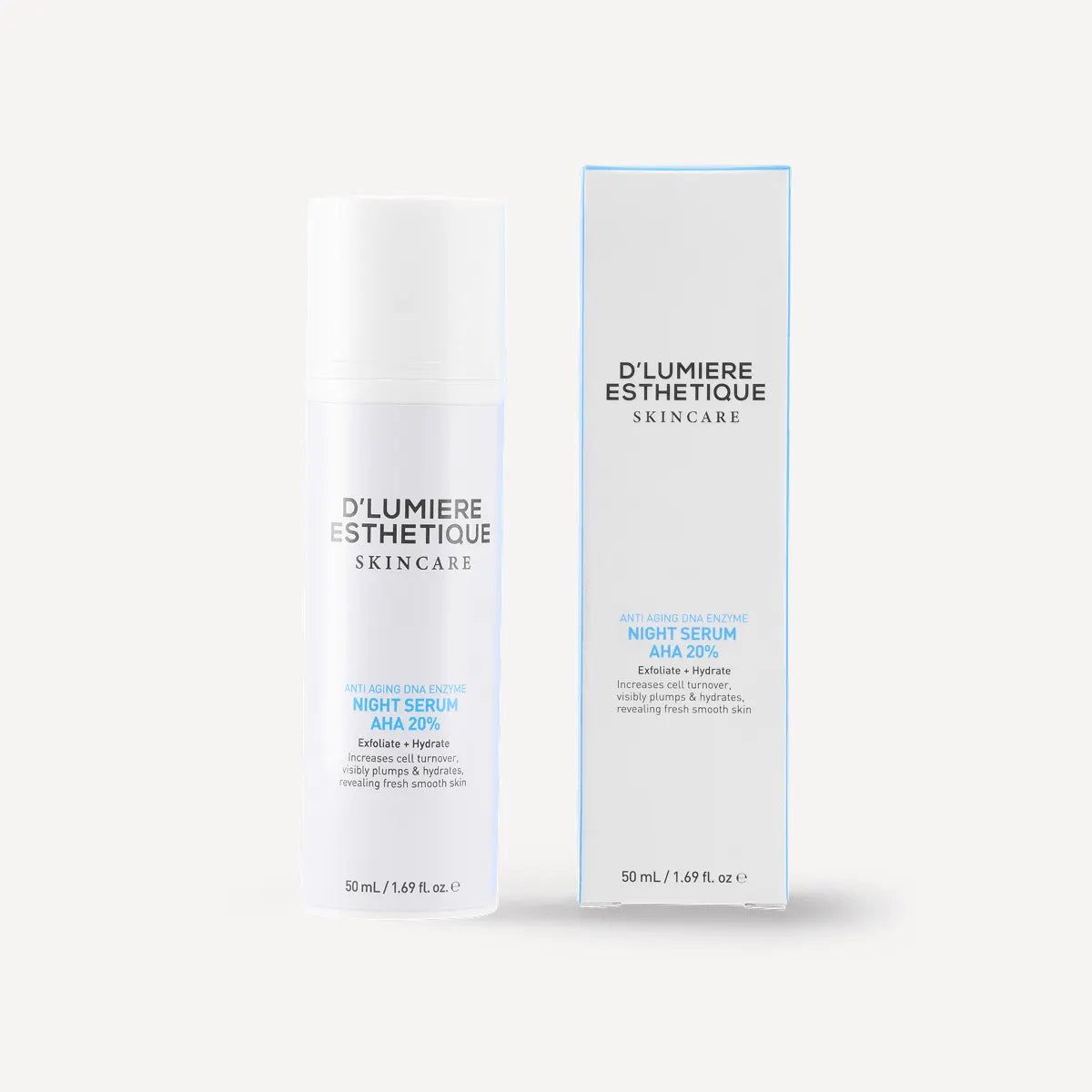 D' Lumiere Esthetique skincare bottle and packaging on a white background