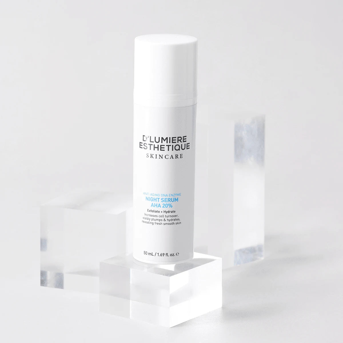 Skincare serum bottle with 'D'Lumiere Esthetique' branding on a white background